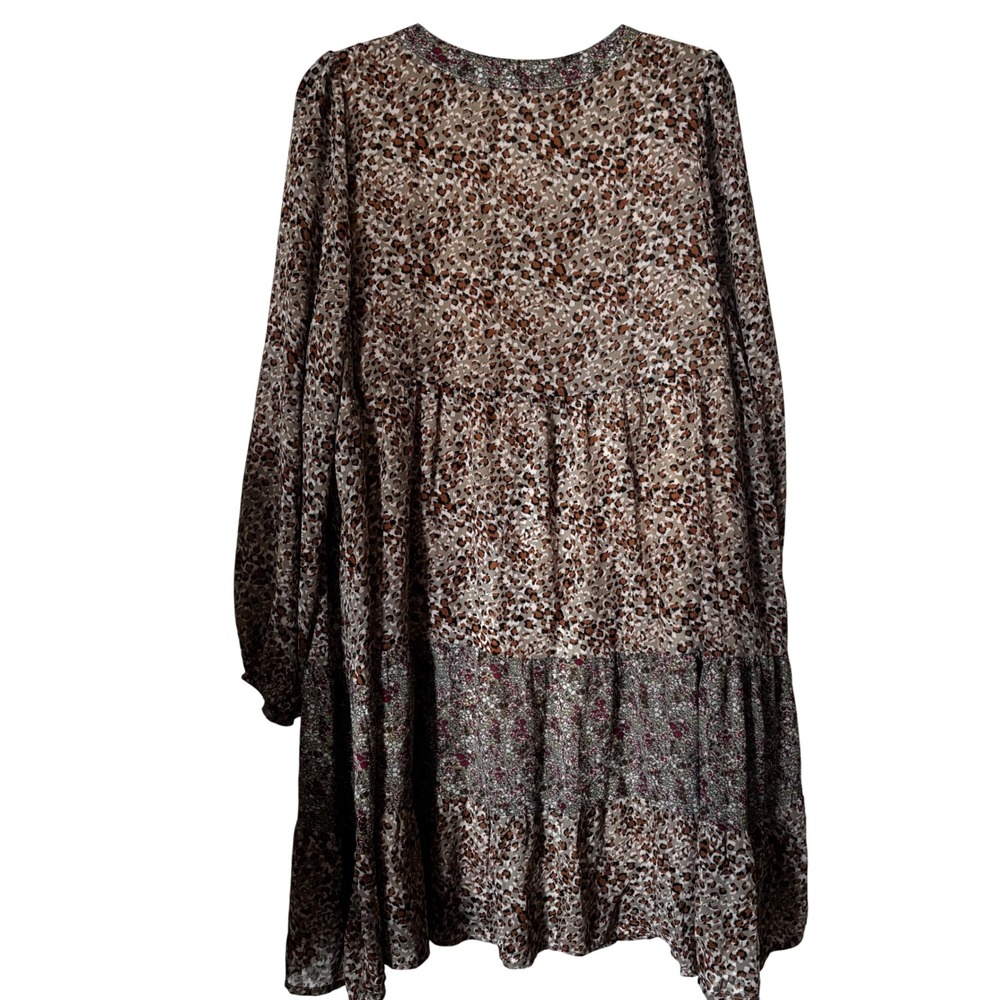 Gigio‎ Women's Dress Medium Long Sleeve Multi Pattern Animal Print Boho - Picture 2 of 3